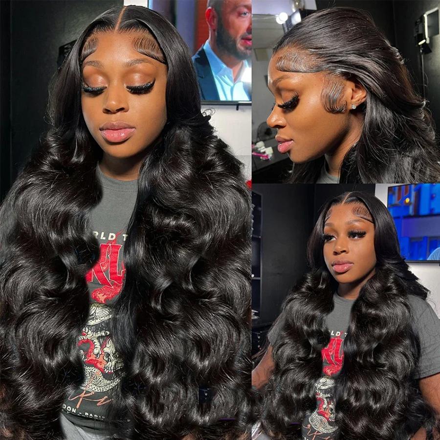 【Upgrade】Pizazz Drawstring Wigs 13x6 Glueless Lace Frontal Wigs Pre Everything Ear to Ear HD Transparent Lace Skin Melted Brazilian Body Wave Human Hair Wigs 220% Full Density Glueless Ready to Wear Wigs For Women
