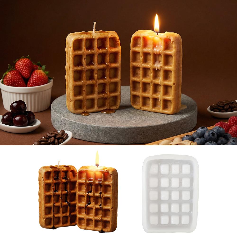 Simulation Waffle Silicone Mold DIY Handmade Creative Multi-purpose Dessert Decoration Decoration Scented Candle Kneading Mold for Handmade Lovers