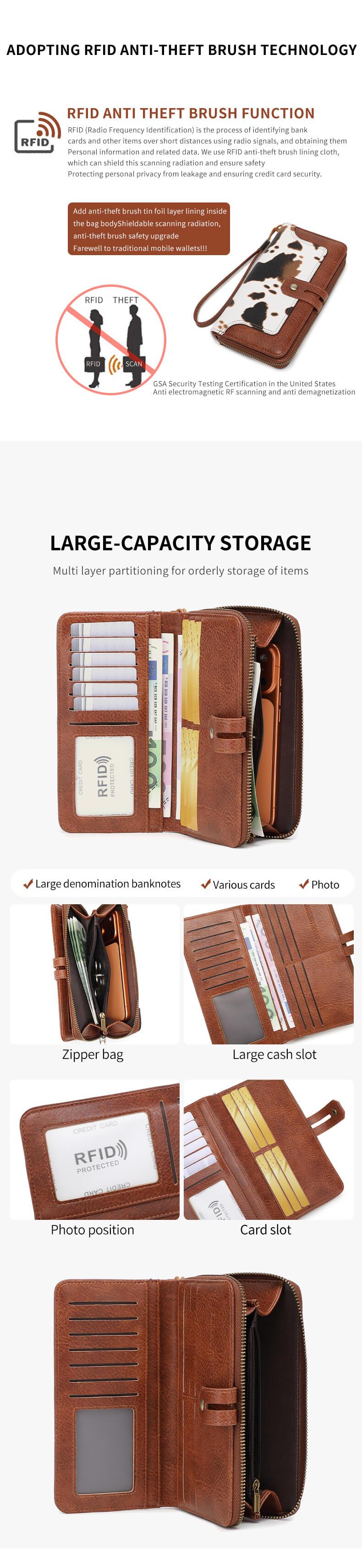 Women's RFID Blocking Credit Card Holder, Large Capacity Wristlet Design, Fashionable Durable Daily Accessory, Ideal Gift for Her, Christmas Gift, Valentine's Day Gift, Ideal Gift, Casual Card Holder