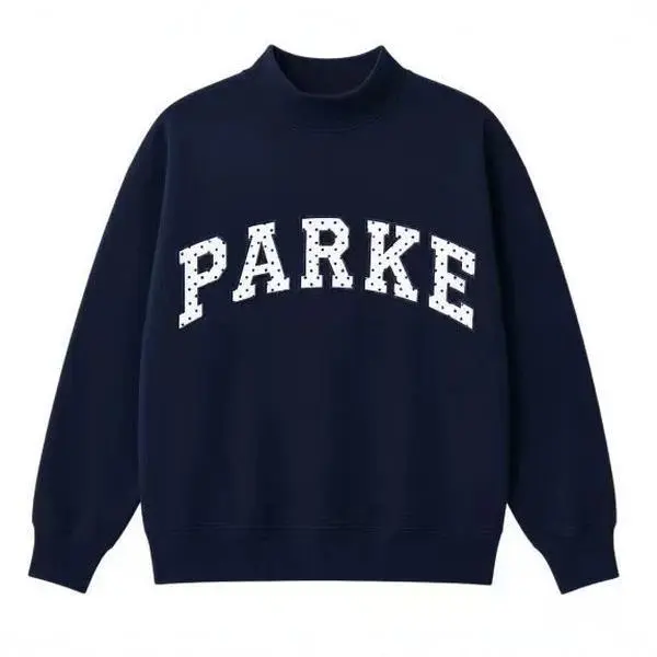 PARKE Women's Casual Turtleneck/Mock-Neck Sweatshirt – Embroidered Lettering; Stylish, Warm, and Sporty for Winter