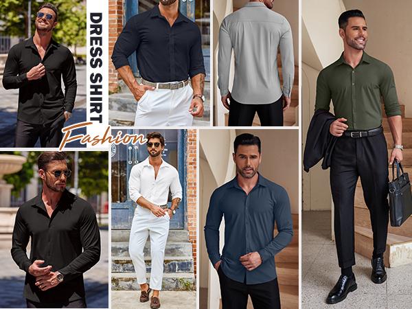 COOFANDY Thin Men's Muscle Fit Dress Shirts Wrinkle-Free Long Sleeve Casual Button Down Shirts COOFANDY Thin Men's Muscle Fit Dress Shirts Wrinkle-Free Long Sleeve Casual Button Down Shirts