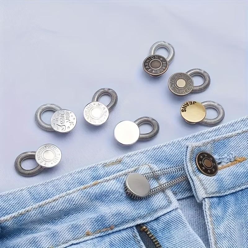 5pcs Fashionable Metal Button Waist Extenders, Adjustable & Stretchable for Women's Pants, Durable Metal with Star Engraving