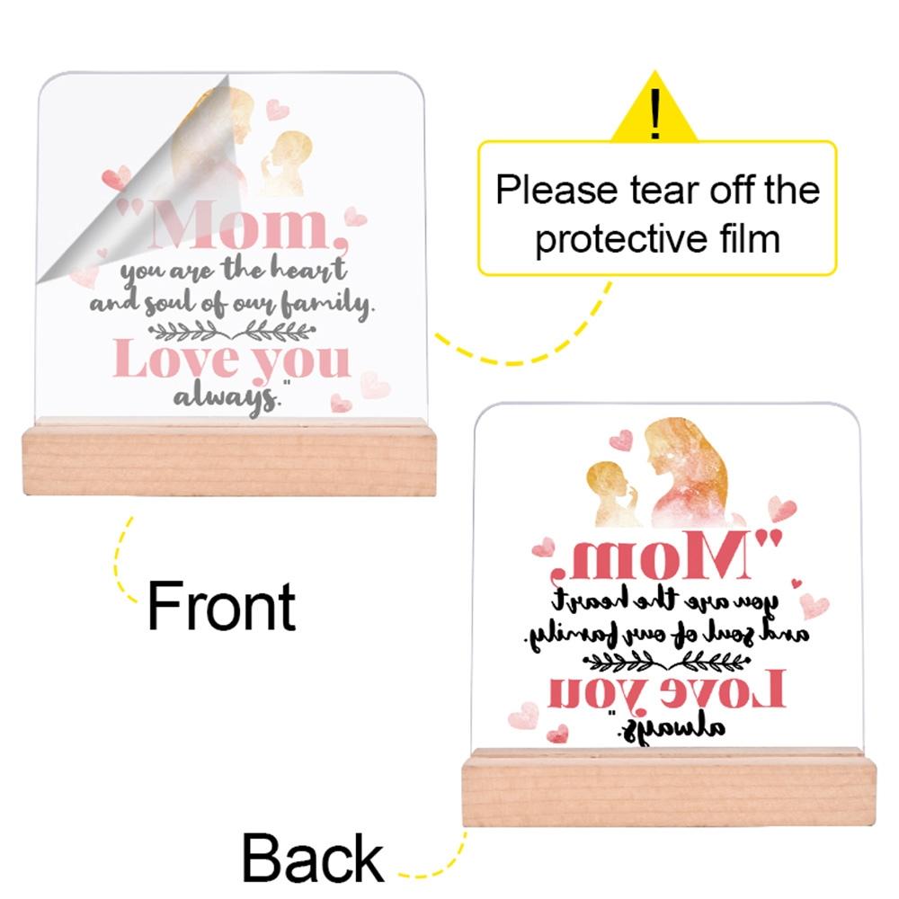 1pc Mother Gift Acrylic Ornament Sign With Wooden Base, Warm Heart Love Quote Design, Ideal Gift For Mother On Mother'S Day/Birthday, Suitable For Home, Desktop, Room, Festival, Bedside Table Decoration