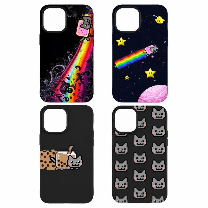 Pixel Space    - Retro 8-Bit Cartoon, Shock-Proof, Anti-Slip Protective Cover for  11-17 Pro Max cat enthusiast    hard shell shockproof protective cover multi-model iphone soft phone case cool trend aesthetic pattern design adorable gift