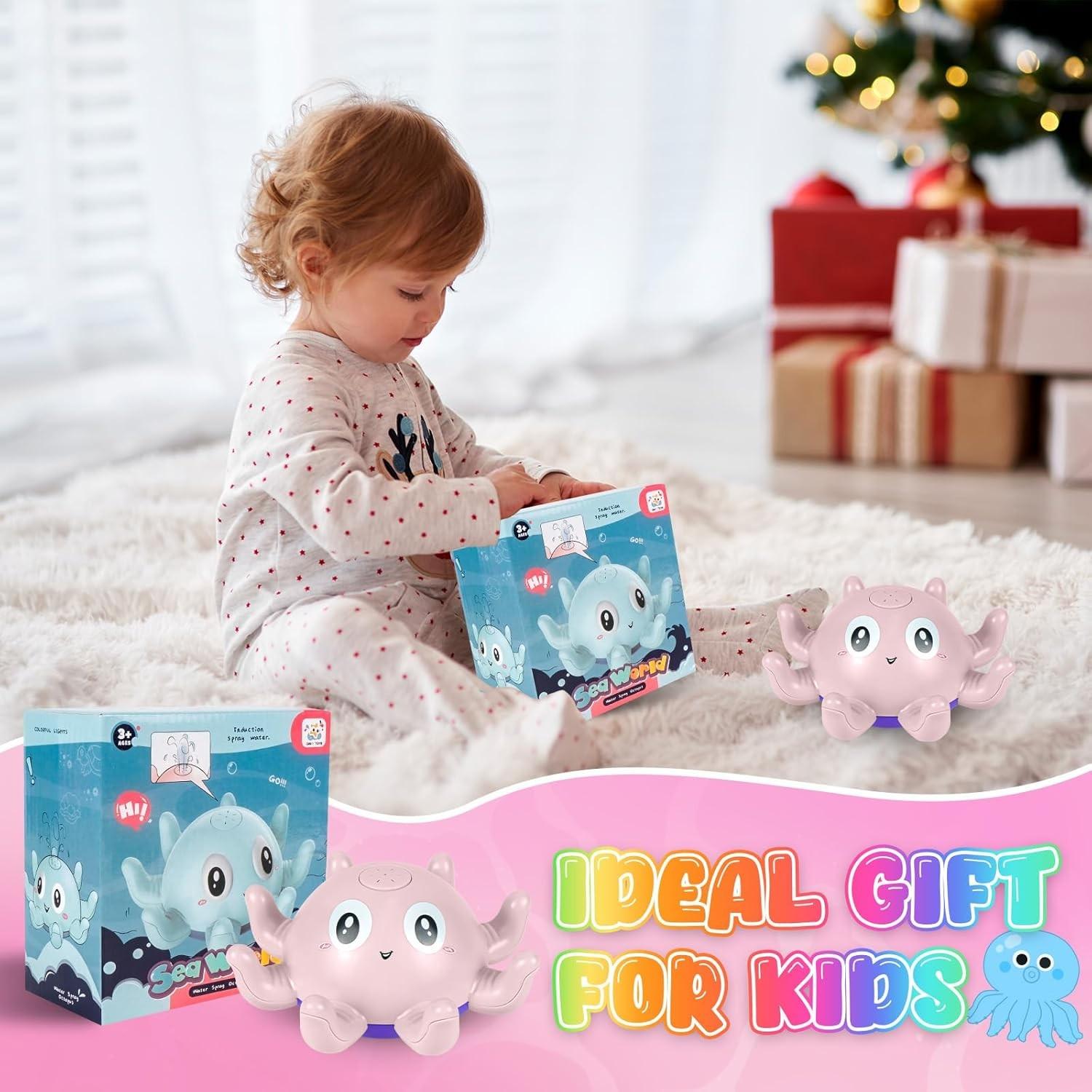 /blue Water-Spraying Toy Octopus, Kids Bath Time Companion, Bathroom Water Toys, No Batteries Included, Requires 3 Aaa Batteries