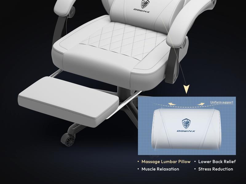 Dowinx Gaming Chair with Pocket Spring Cushion, Ergonomic Computer Chair with Massage Lumbar and Footrest for Adults, 300LBS