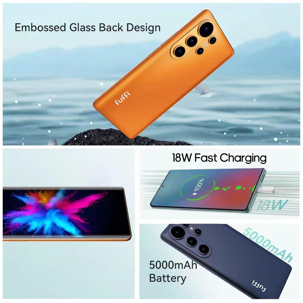 FUFFi 6.67-inch curved screen, 4G network smartphone, 4GB RAM+64GB ROM, 5MP+13MP high-definition camera, eight core processor, Android 12.0 stylish phone, 5000mAh battery, dual card dual standby, GPS