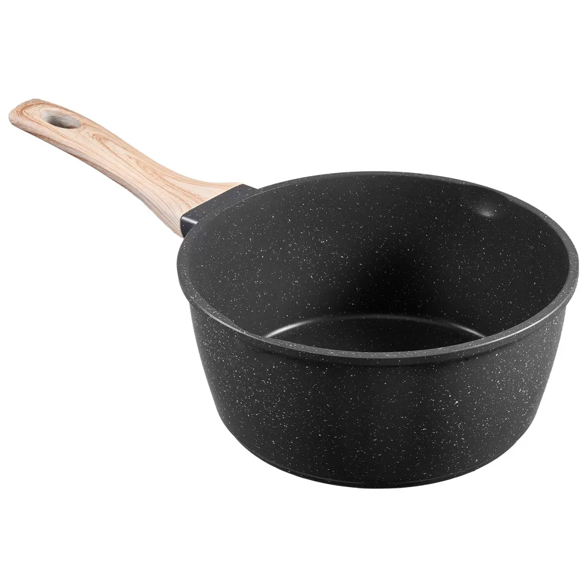 2.5 QT Non-Stick Saucepan with Tempered Glass Lid, Detachable Handle Small Induction-Compatible Black Multi-Purpose Cooking Pot