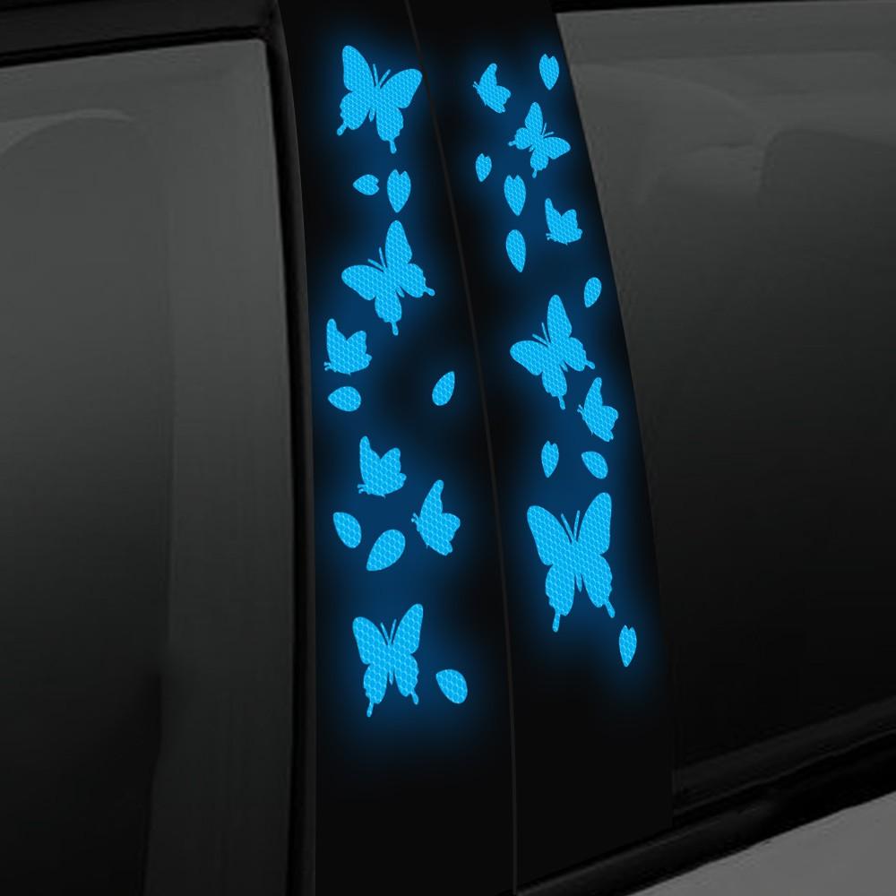Butterfly Reflective Decal Cherry Blossoms Sticker for Car B-Pillar Decals, Night Reflective B-Pillar DIY Sticker, Self-Adhesive Vinyl Decal