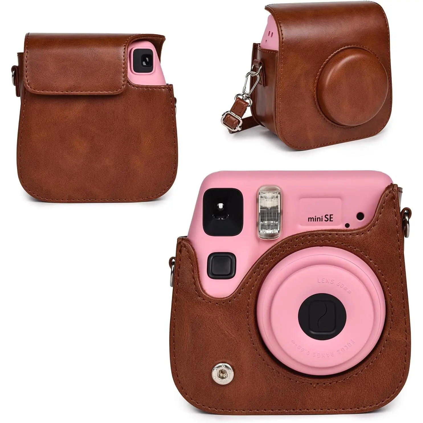 PU Leather Protective Case for  Instax mini SE/7+ Camera -Adjustable  Strap for Instax mini SE/7+ Case
