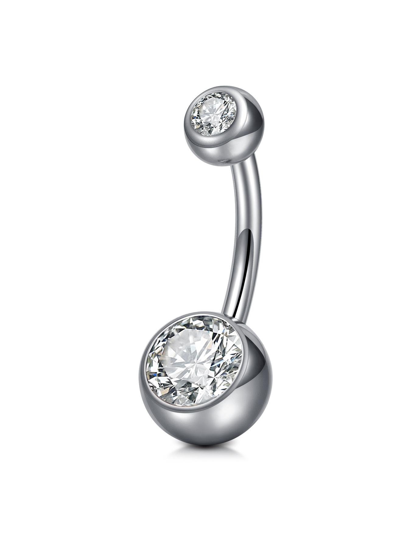 14Gauge Belly Button Rings, G23 Titanium Alloy Cubic Zirconia Navel Barbell Rings Body Piercing Jewelry 6/8/10/12/14/16mm