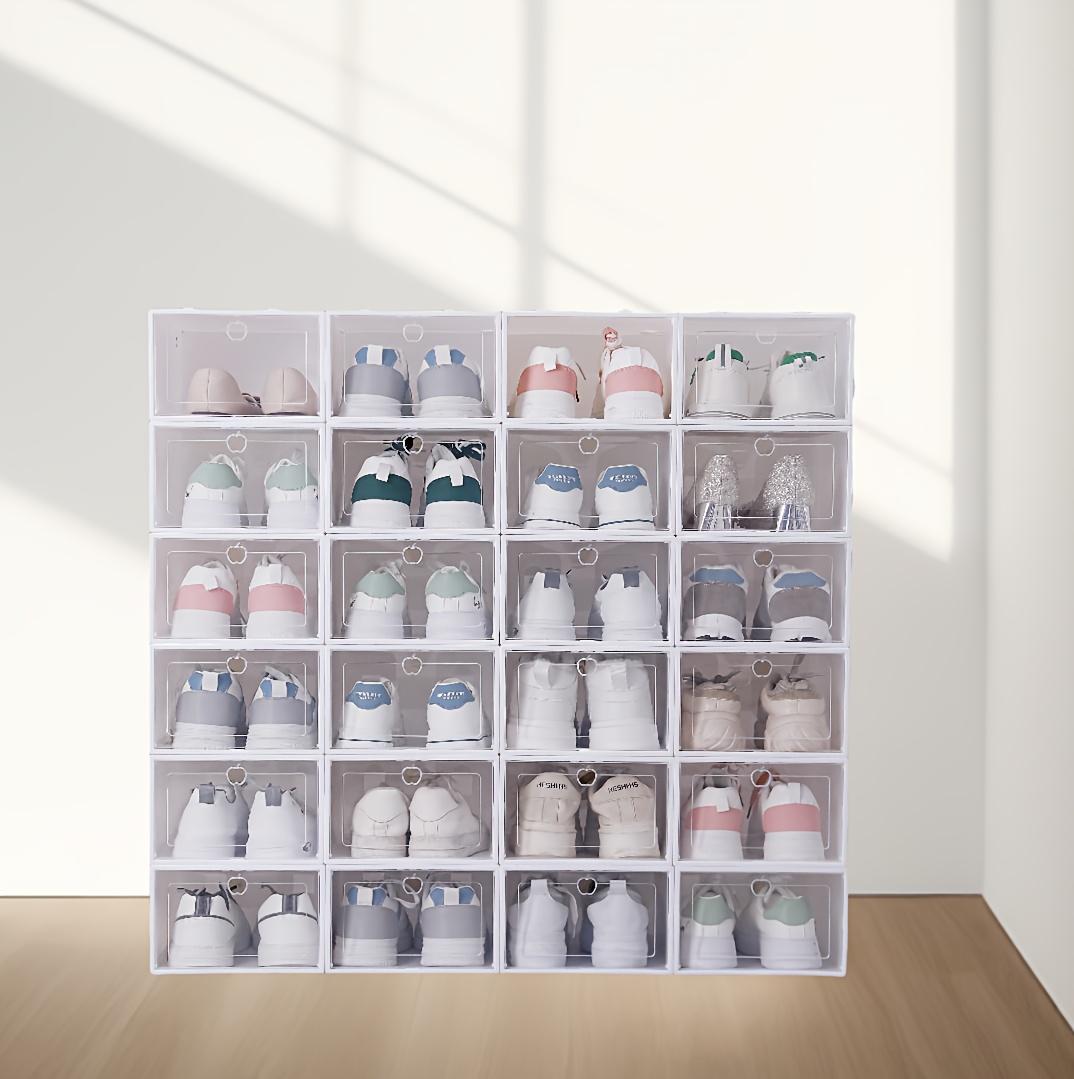 15PCS Large Transparent Shoe Box Shoe Storage Box Stackable Shoe Organizer Space-saving Foldable Shoes for Closets Sneaker Container Storage Box Find Shoe Storage Box in One Second Household New Year New Year Shoe Storage Box