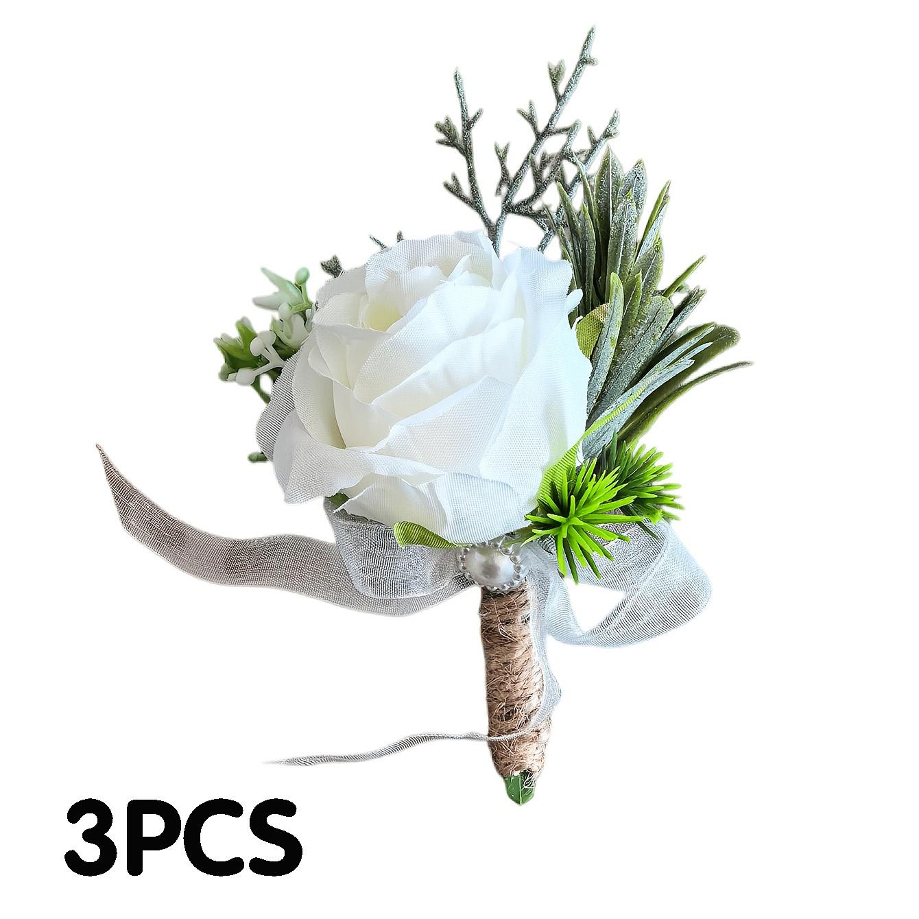 Artificial Rose Flower Boutonniere for Groom, Men's Wedding Flowers, Graduation Party Decoration, 3pcs/2pcs/1 Pc, Elegant Floral Accessory