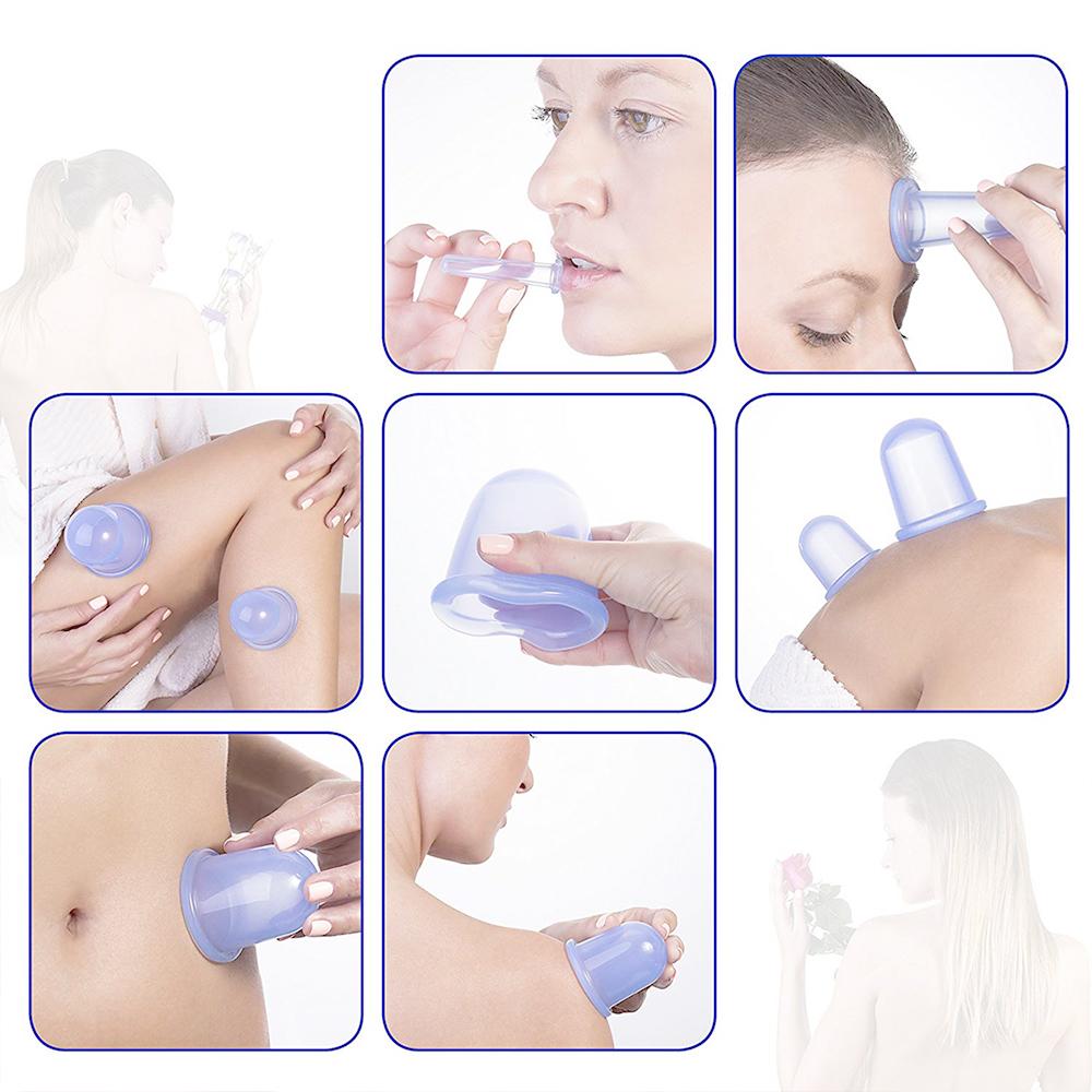 2025 new Silicone Vacuum Cupping Cups Blue Cupping Therapy Set with Strong Suction Anti-Cellulite Cupping Device for Adults