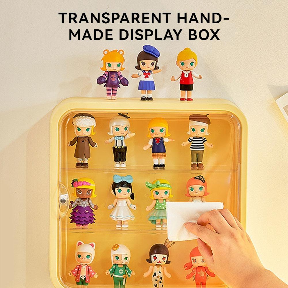 3 Layers Storage Rack Clear Shelving Dustproof Display Case For Doll Blind Box keychains Bag Charms Organizers Figure Showcase Wall Mount Vertical Magnetic Transparent Door Home Organizer Large Capacity Desktop Tour Gift For Friends