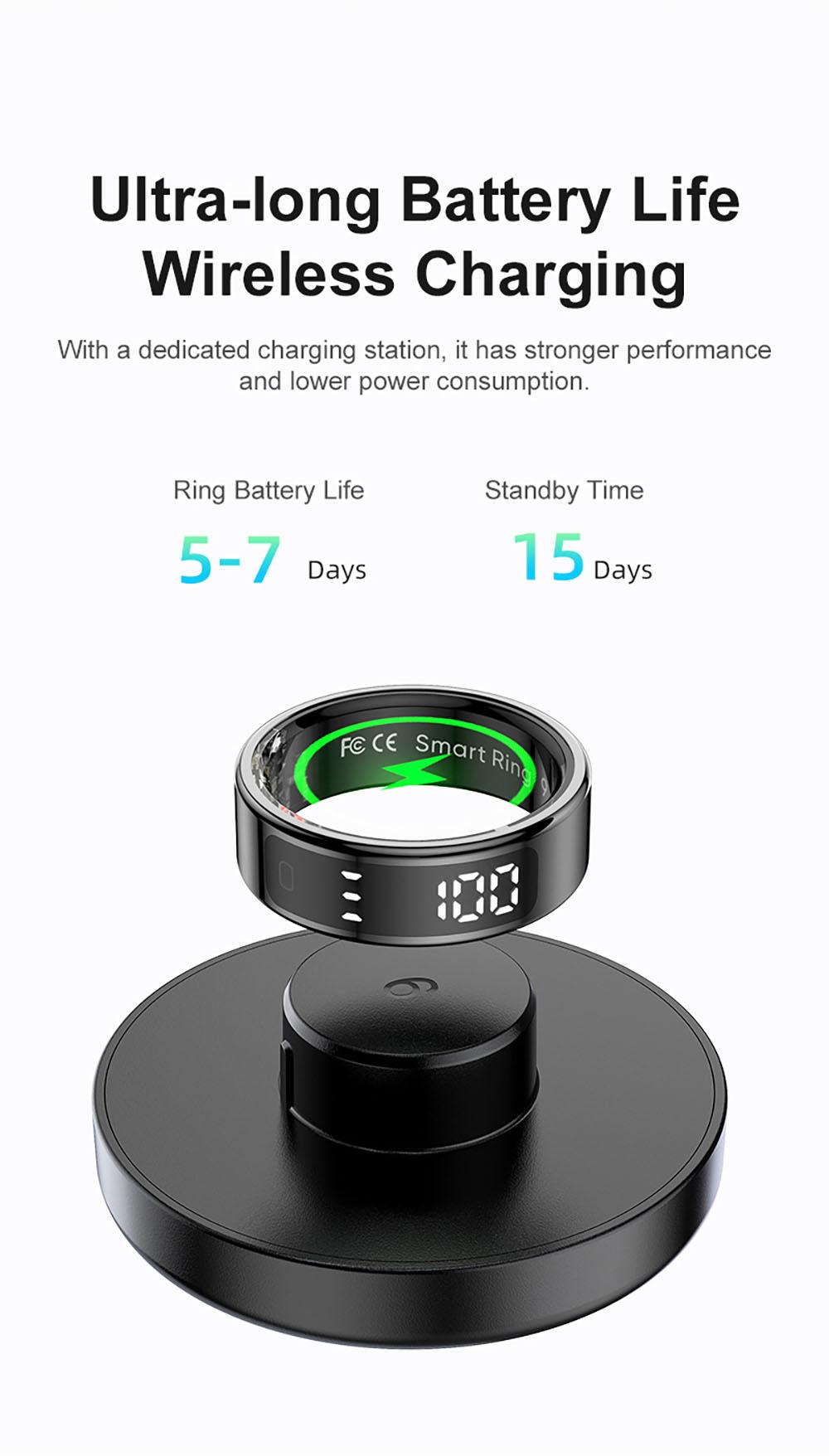 New R11 Smart Ring with Screen and Touch Qring Wireless Charging Health Manager, Heart Rate Monitor, Fitness Wearable, 1atm Waterproof, Fashion Design, Perfect Gift, Wearable Devices