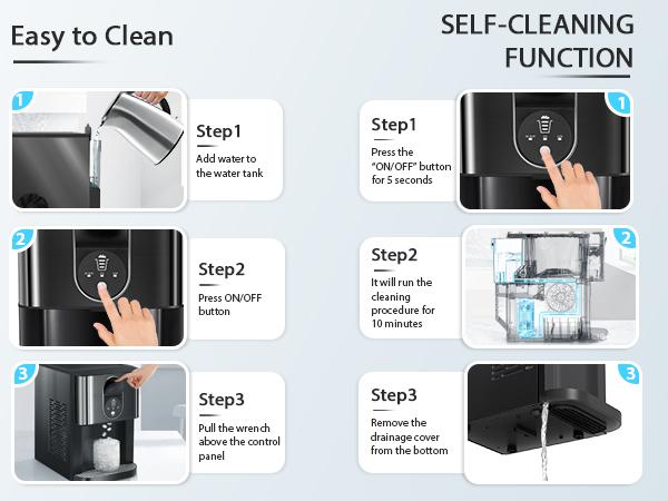 Antarctic Star Nugget Ice Maker,44 Lbs/24H,Countertop Ice Maker with Soft Chewable Ice,OneClick Operation,Make ice in 15mins,Auto-Cleaning, Self Dispensing ice Pellet ,Ice Full Indicator,Selfcleaning,For Home/Kitchen/Office/Party/Bar