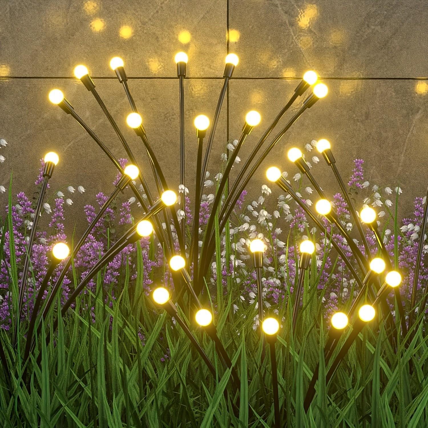 2-Pack Solar Lawn Firefly Lights, LED Fan Firefly Ground Lamp, Waterproof Outdoor Solar Light, Outdoor Solar Lighting