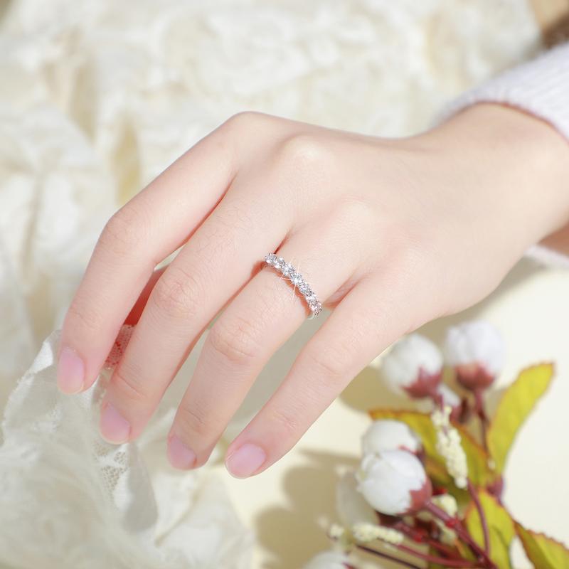 【#R33】UCCIYO D Color Synthetic Moissanite Rings For Women 7 Stones Ring 925 Sterling Silver Daily Jewelry Gift