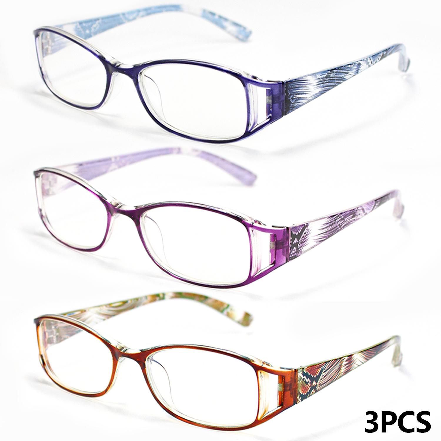 3 Pairs Vintage Reading Glasses for Presbyopia, Full Frame Square Eyewear with HD Magnifying Lenses, European Style Plastic Frames