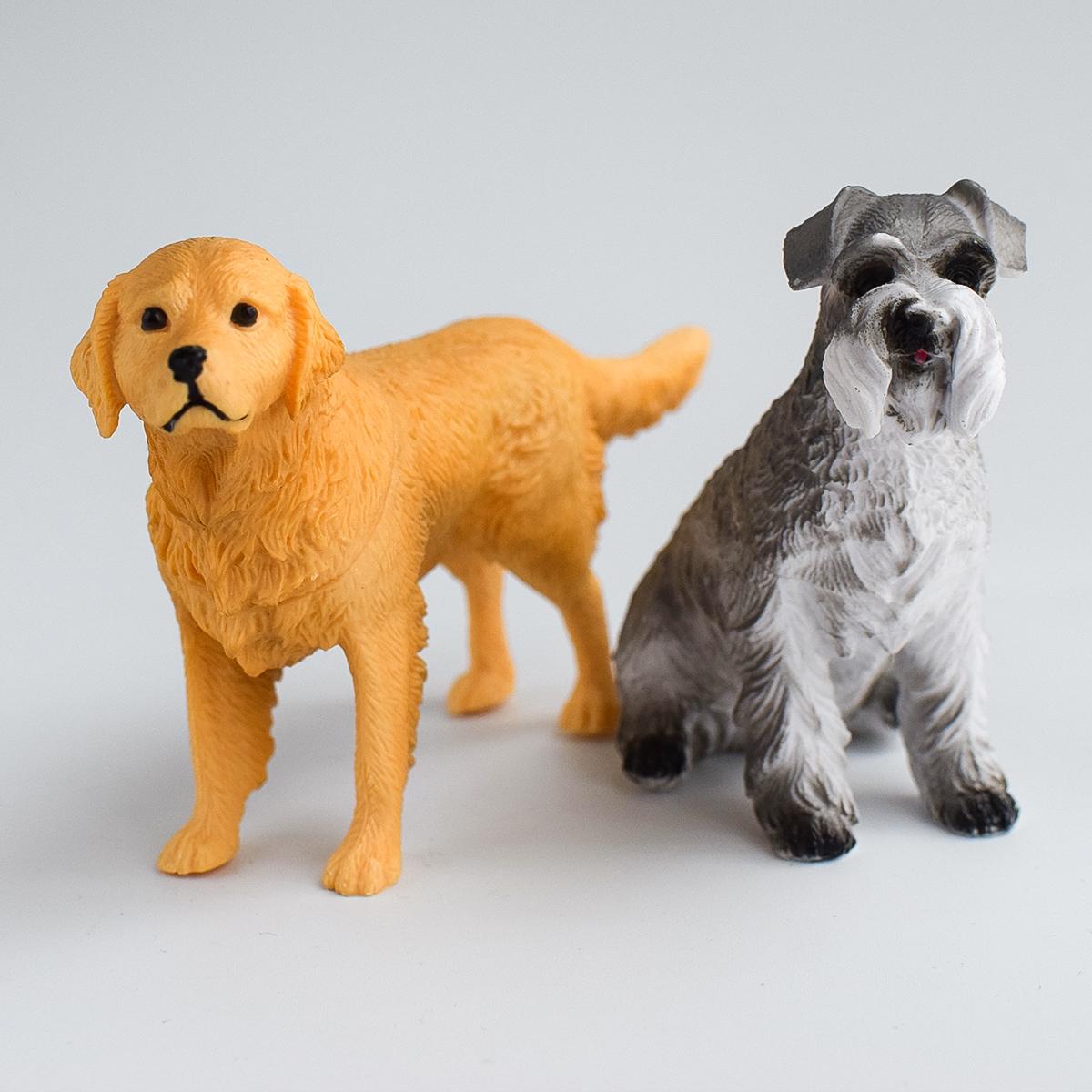 2 PVC Dog Models, Shih Tzu & Golden Retriever, Cute Pet Decor, Desktop Ornament, Birthday Gift, Party Favor, Holiday Present, Still Life Photography
