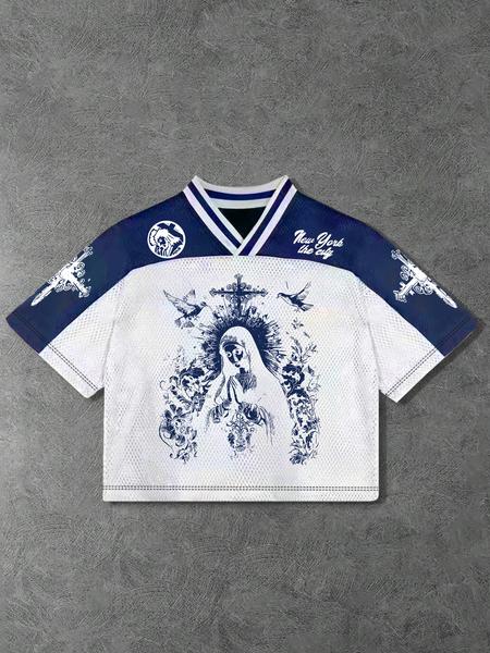 Men's V Neck Short Sleeve Casual T-Shirt, Fashion Graphic Design, Comfortable Trendy Top for Daily Wear, Summer Fitted Style