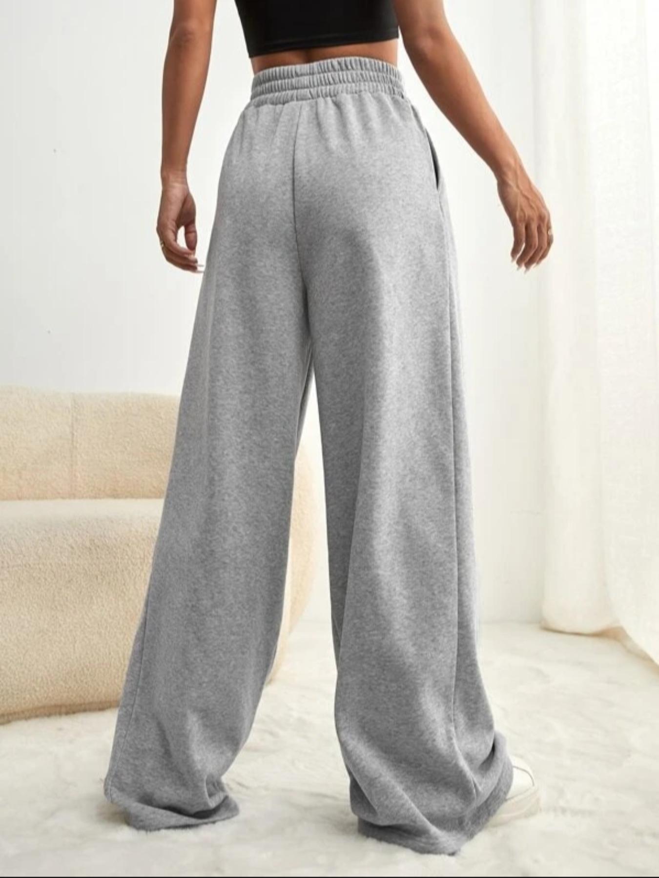 Women's Loose Fit Slimming Casual Sweatpants, Front Waist Tie Design Wide Leg Sport Pants, Drawstring Waist Athleisure, All-Season Fashion Joggers Women's Loose Fit Slimming Casual Sweatpants, Front Waist Tie Design Wide Leg Sport Pants, Drawstring Waist Athleisure, All-Season Fashion Joggers