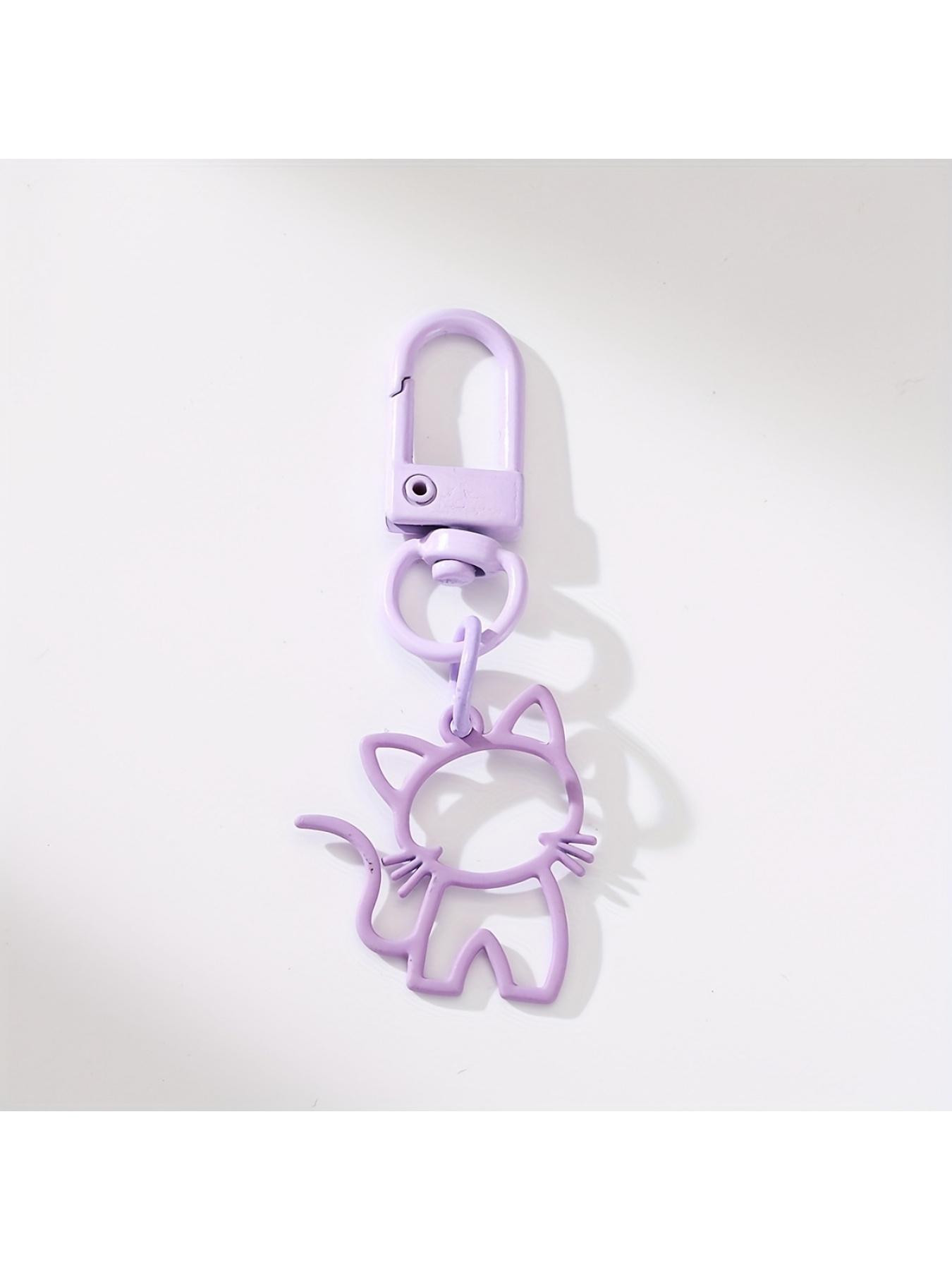 1pc Cute Cat Keychain with Hollow Design - Alloy Car Key & Backpack Charm, Colorful Cat Keyring for Valentine's Day Gift, Men's Fashion Accessory, Playful Key Holder | Quality Metal Ring Attachment, Cute Keychain