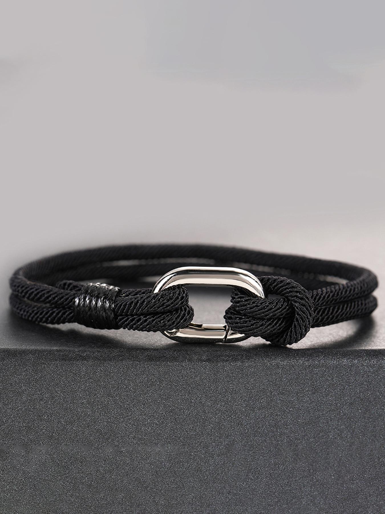 Men's Braided Rope Bracelet, Minimalist Nautical Style, Adjustable Buckle, Durable Handmade Knot Wristband, Daily Wear, Fitness Gift
