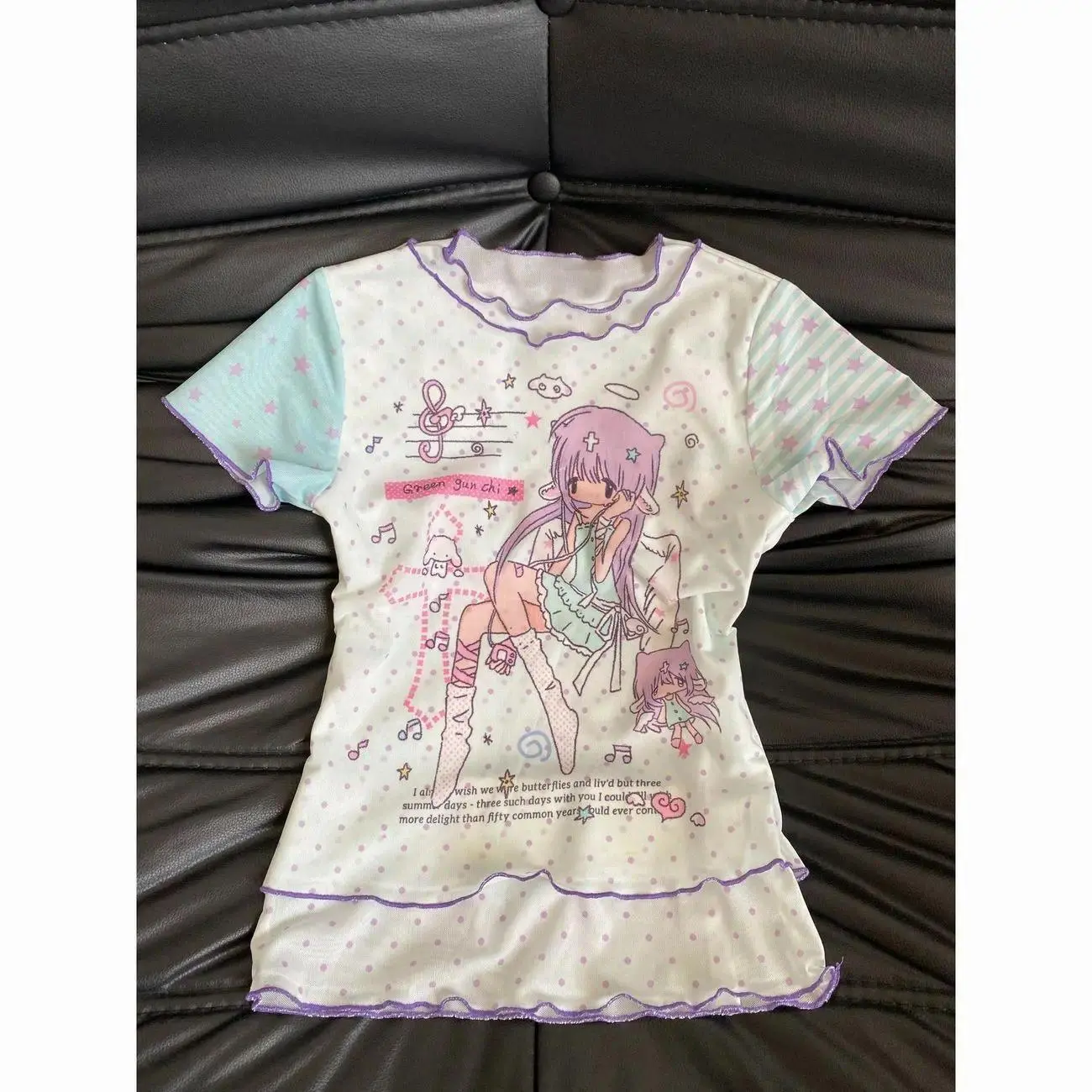 Japanese Streetwear Women Slim Crop T Shirt Y2k Kawaii Graphic Print Round Neck Short Sleeve Summer Daily Casual Tee Tops