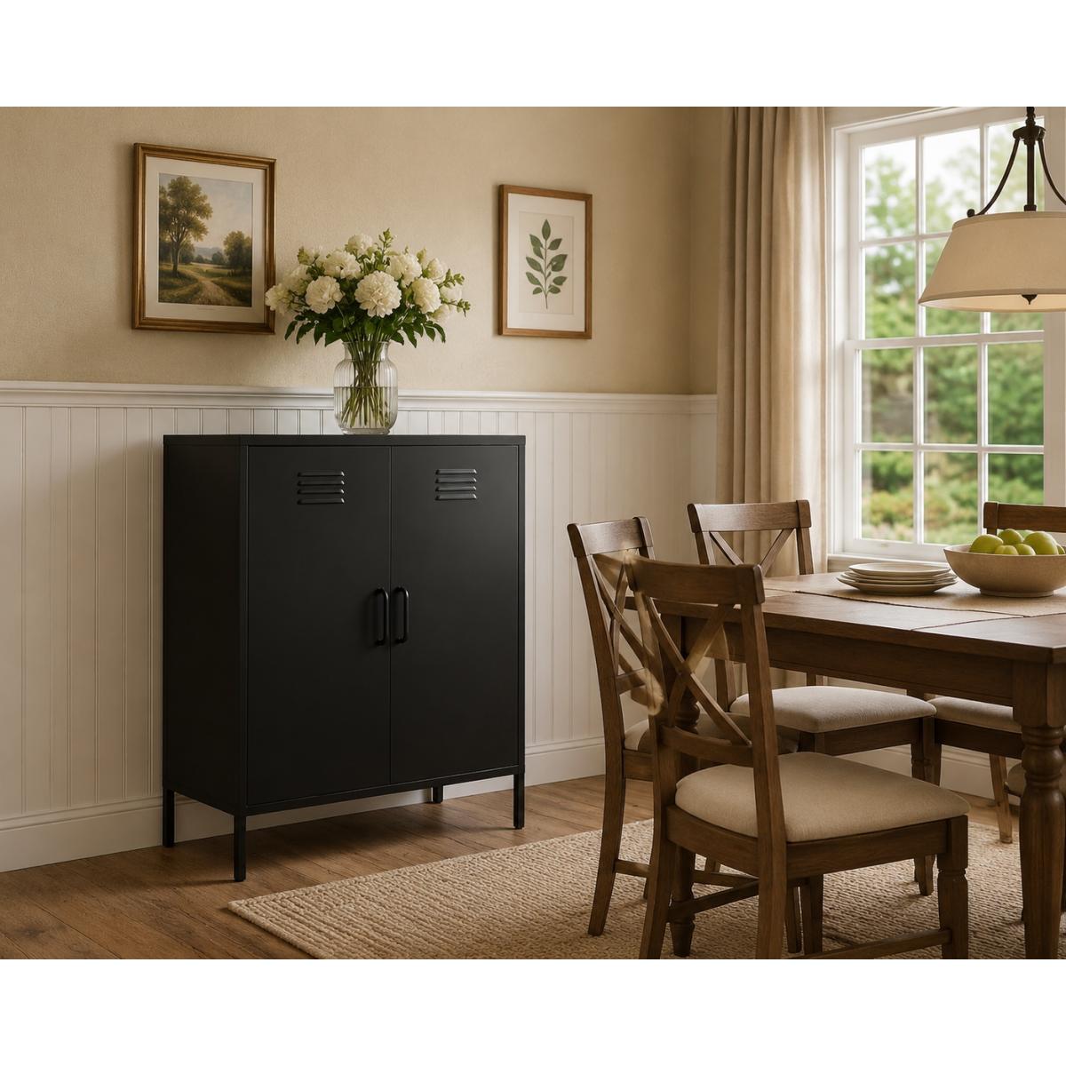 [Fahuac] Black 39.96" Tall Heavy-Duty Metal Storage Cabinet, Adjustable Shelf Super Strong Multi-Layer Spacious Standalone Steel Organizer, Freestanding Utility Cabinet for Home Office, Heavy-Duty Cabinets, Multi-Layer Cabinets