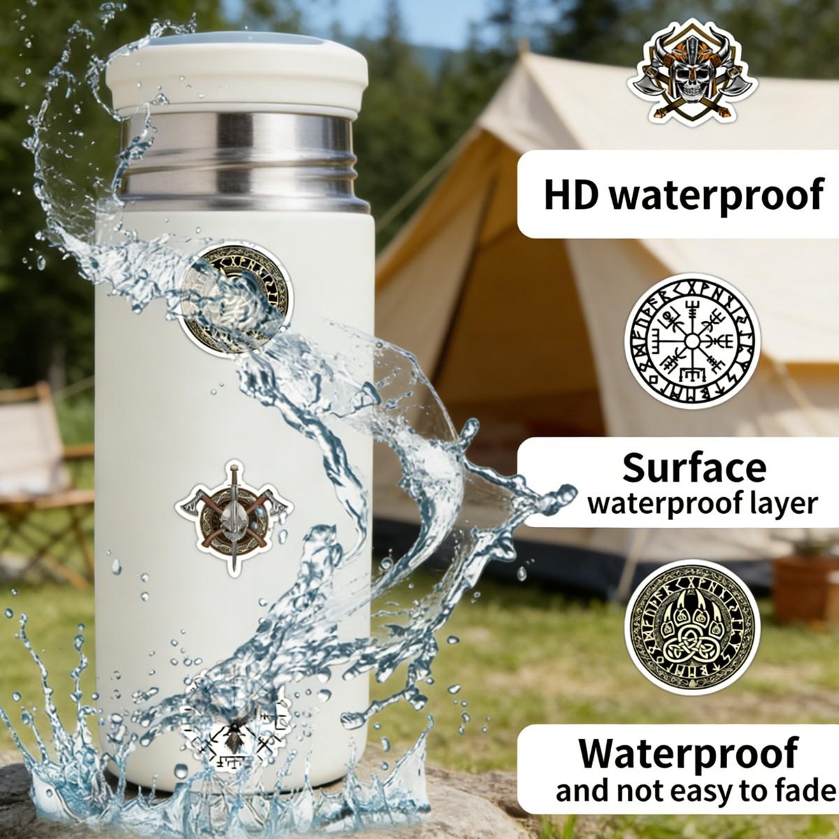 1Pc 50PCS Norse Viking Style Stickers Warrior Rune Myth Aesthetic Waterproof Vinyl Decals Cool Graffiti Sticker Pack for Laptop Water Bottle Phone Case Helmet Skateboard DIY Decor Gift for Men Teens Spring Summer Travel Outdoor Accessories