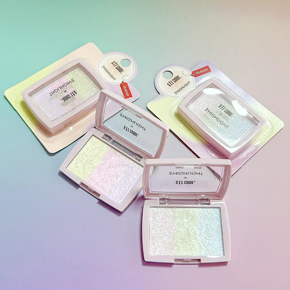 Multifunctional Three-Color Highlighter for Cheeks, Waterdrop Finish Korean Makeup, Brightening Face Illuminator, Beauty Essential