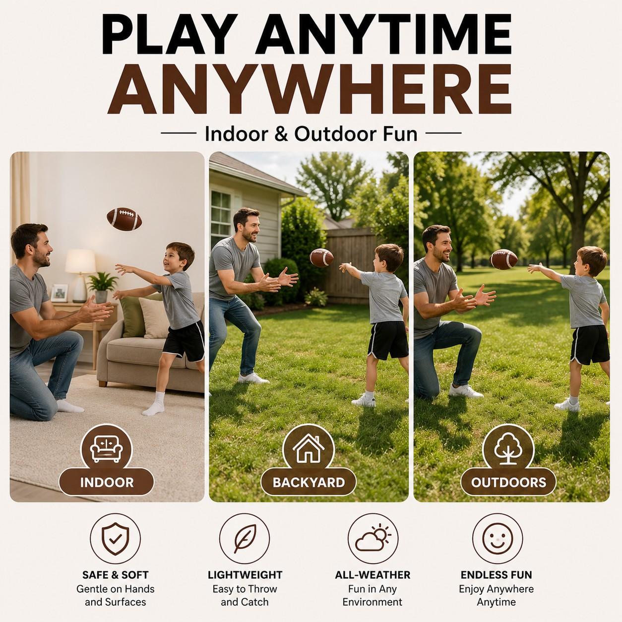 Silent Indoor Football for Kids & Adults, Soft PU Foam Football Toy, Quiet Indoor Play Ball, Safe Family Game for Home, Parent Child Sports Gift