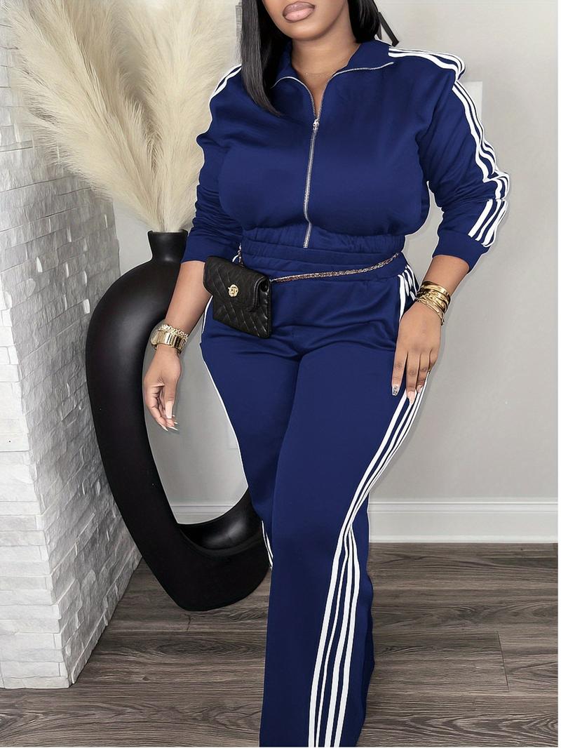 Women's Tracksuit Set, Casual Long Sleeve Zip Up Jacket & Pants Set for Spring & Fall, Women's Clothes for Daily Wear, Sweatsuit Set Outfit