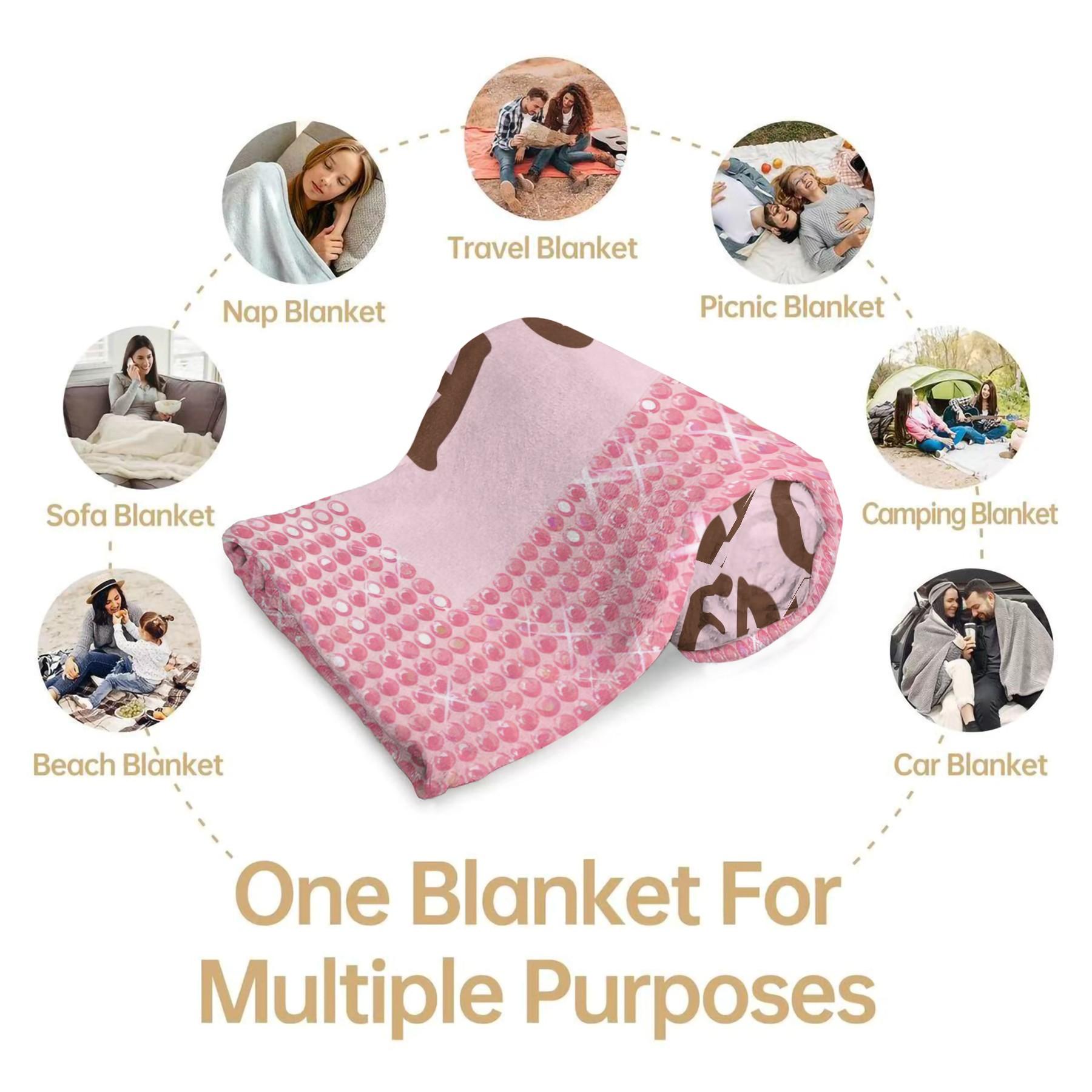 Bad B*tch Energy Flannel Blanket, Cute Sweet Print Warm Throw Blanket, Soft Cozy Nap Blanket for Couch Bed Recliner, All-Purpose Home Decor Gift Blanket