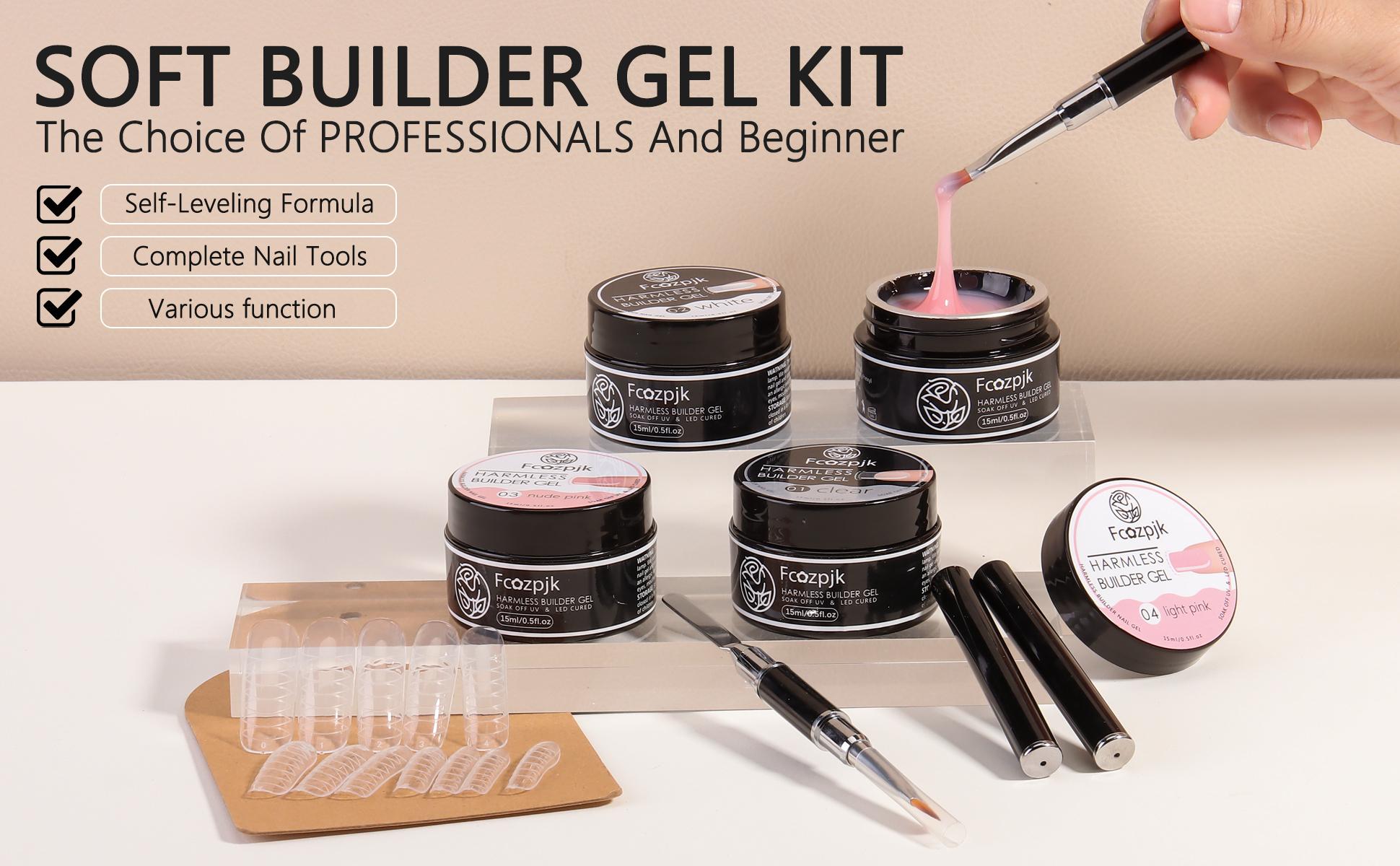 Fcozpjk Builder Gel for Nails, 4Colors Thickening Builder Nail Gel Clear Milky White Nude Pink Nail Strengthener Builder Gel Kit with Brush Pen Soak Off UV Gel Nail Extension Manicure Supplies Fcozpjk Builder Gel for Nails, 4Colors Thickening Builder Nail Gel Clear Milky White Nude Pink Nail Strengthener Builder Gel Kit with Brush Pen Soak Off UV Gel Nail Extension Manicure Supplies