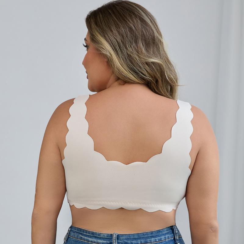 SERACAL 1 Piece Women's Plus Size Floral Lace Front Buckle Wireless Push Up Bra Thin Three Quarter Cup Underwear for Daily Wear