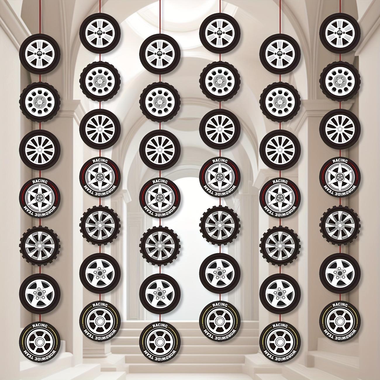 Race Car Party Decorations, Racing Car Party Banner, Wheel Tire Garland, Car Tyre Paper Cutouts, Birthday Party Favors, Classroom Supplies