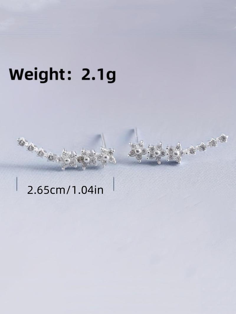 Rhinestone Decorated Earrings, Elegant Cute Earrings for Women & Girls, Fashion Jewelry for Party, Daily Decor, Trendy All-match & Exquisite Jewelry for Birthday Gift, Stud Earring Jewelry