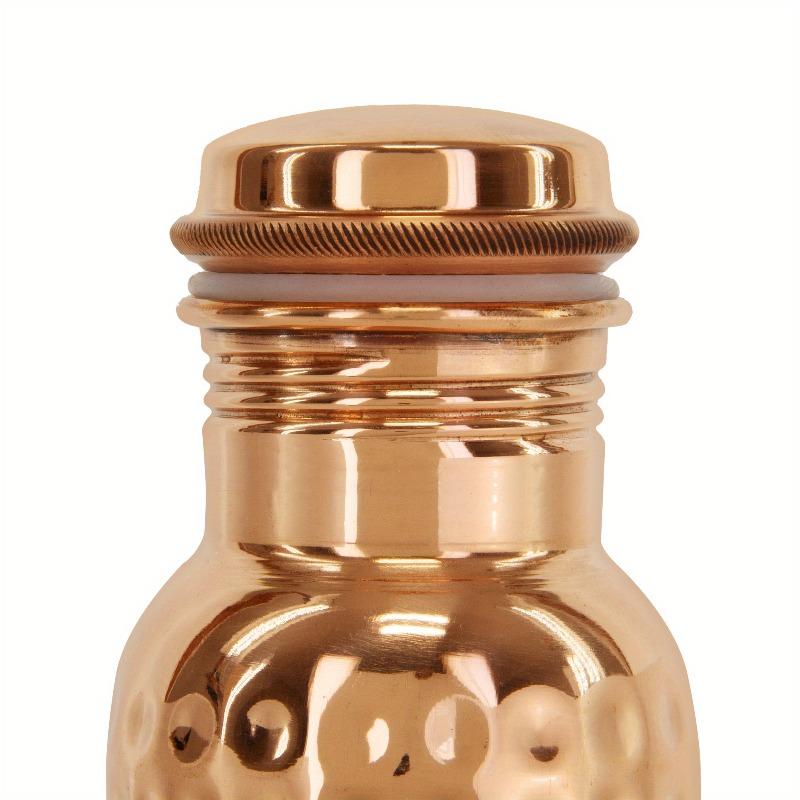 34oz (1L) Pure Copper Water Bottle, Elegant Hammered Design, Leak-Proof Lid, Durable & Hygienic, Handmade in India, Reusable Gym Choice