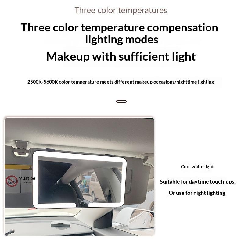 Car Sunshade Makeup Mirror, LED Touch Screen with Brightness Adjustment, Rechargeable HD Clear Makeup Mirror for Car Interior, Essential Car Accessory