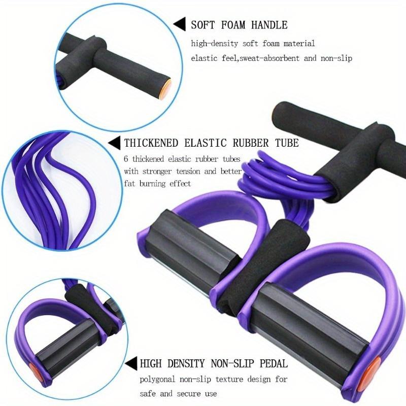 Multi-Tube Tummy Trimmer with 6 Resistance Bands, Portable Foot Pedal Exerciser for Core Training & Body Shaping