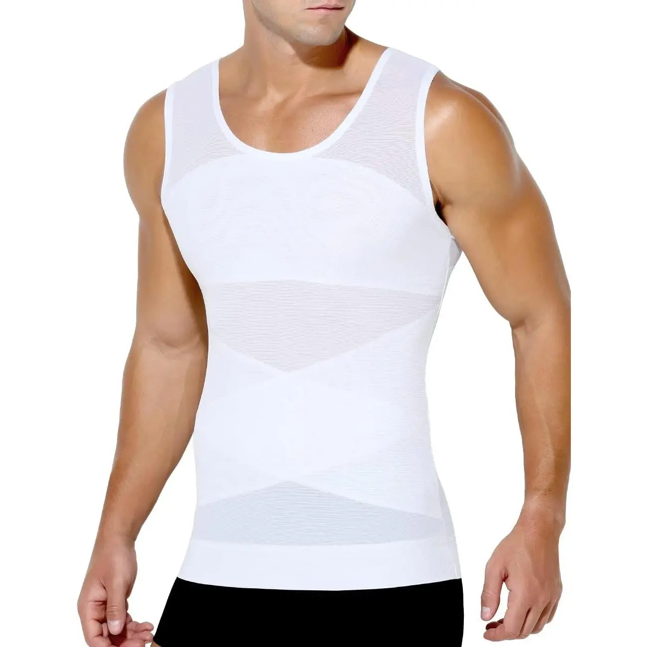 Men's Slimming Compression Shirt 4-Way Stretch Mesh Body Shaper for Chest, Abdomen & Posture Support(Gift)