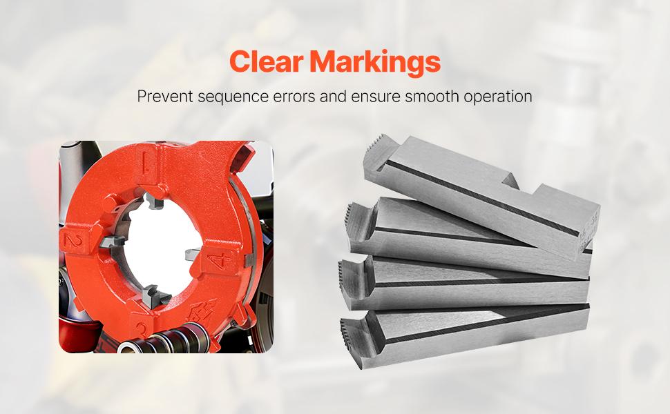 VEVOR Threading Machine Dies, 1/2-3/4 NPT Pipe Dies(4 Packs), Right-Handed HSS Pipe Threading Dies, Fit VEVOR Integrated Pipe Threading Machines