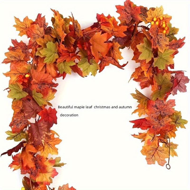 4pcs Artificial Maple Leaf Vines, Realistic Fall Colors, Durable Plastic Hanging Decor, Perfect for Thanksgiving, Halloween, Weddings, Indoor/outdoor Decor