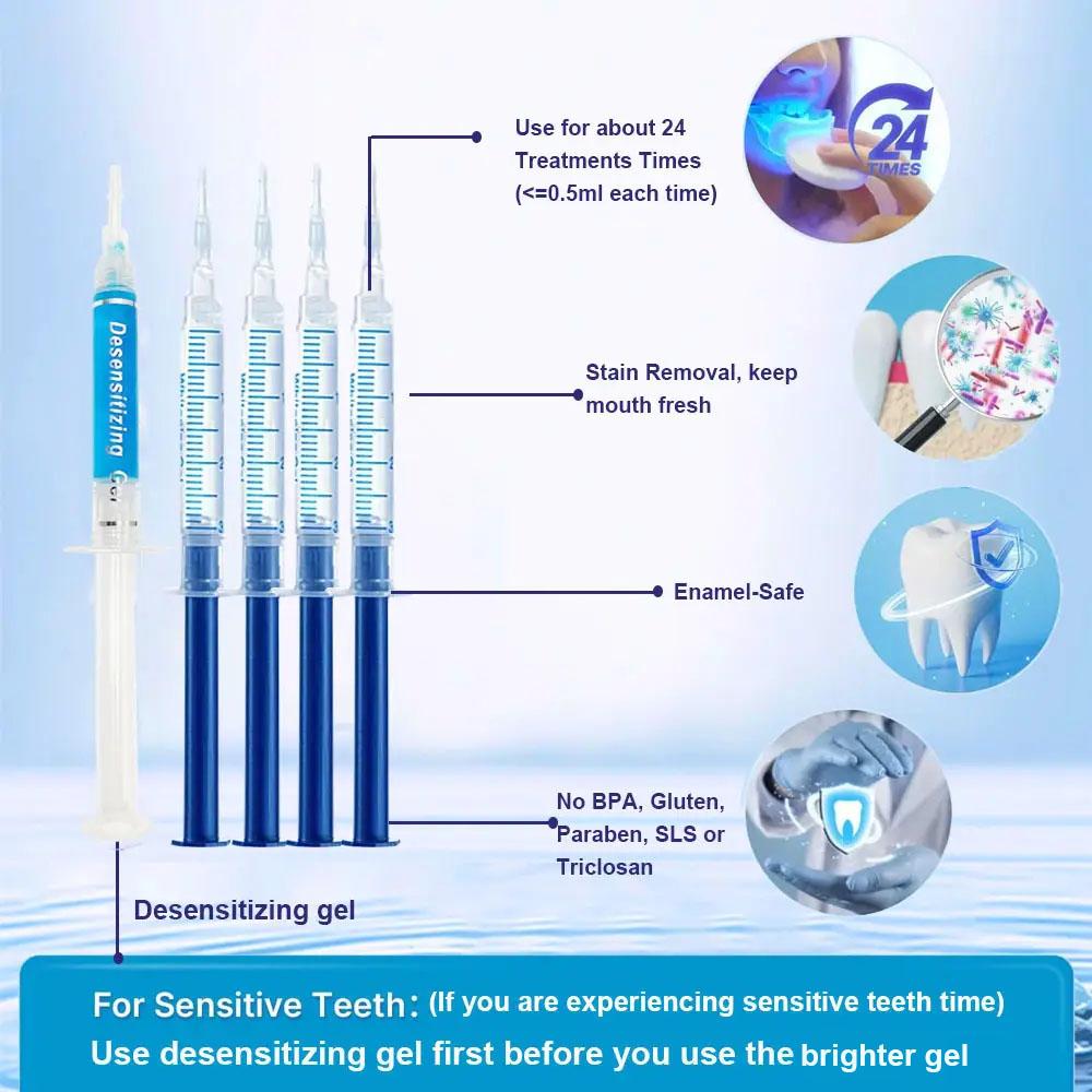 Led Teeth Brightening Kit, Teeth Brightener, 1 Set Led Teeth Brightening Device Kit Including 5 X 3ml Carbamide Peroxide Teeth Gel, Easy To Use, Perfect for Parents, Girlfriend/boyfriend