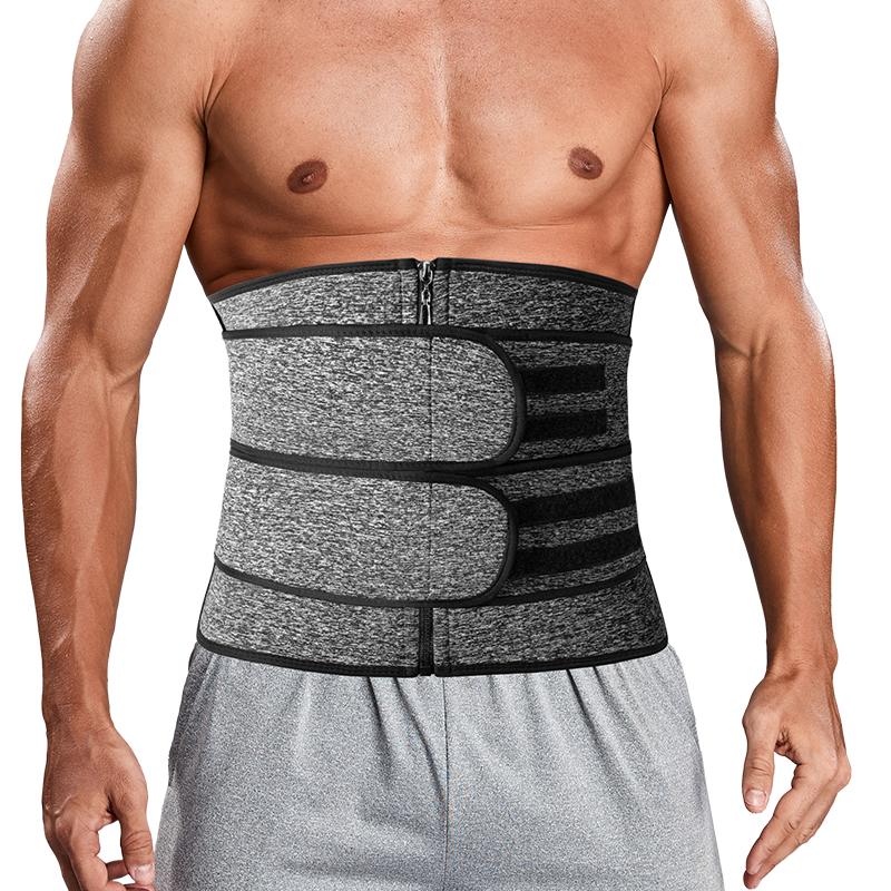 CATTIBOR Men Zipper Sauna Waist Trainer Cincher,Men Neoprene Workout Corset With Adjustable Hook & Eyes,Men & Women Trainer GYM Fitness Shapewear Sport Belt,Men Sportwear Polyster