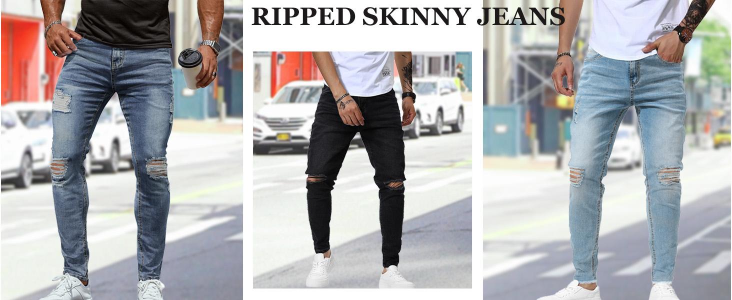 TUREFACE Mens Jeans Slim Fit Skinny Denim Stretch Tapered Jean Pants TUREFACE Mens Jeans Slim Fit Skinny Denim Stretch Tapered Jean Pants