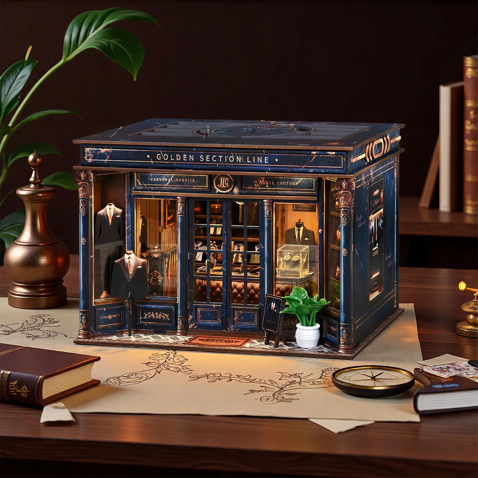 DIY Mini Book Corner Kit, 3D Wooden Puzzle House Model Set, Miniature Furniture, Desktop Decoration, Handmade Craft, Perfect Gift for Adults & Teens